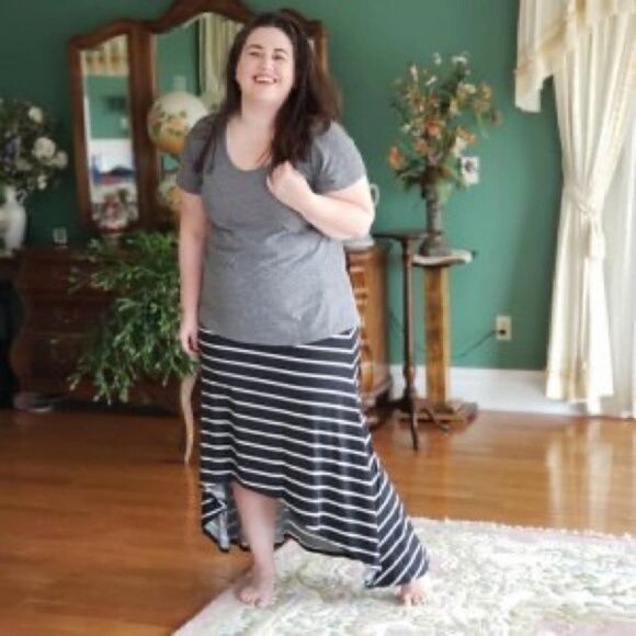 LuLaRoe 3XL Olivia High-Low Skirt • Blue Background • Daisies • Maxi • BNWT - Picture 15 of 15